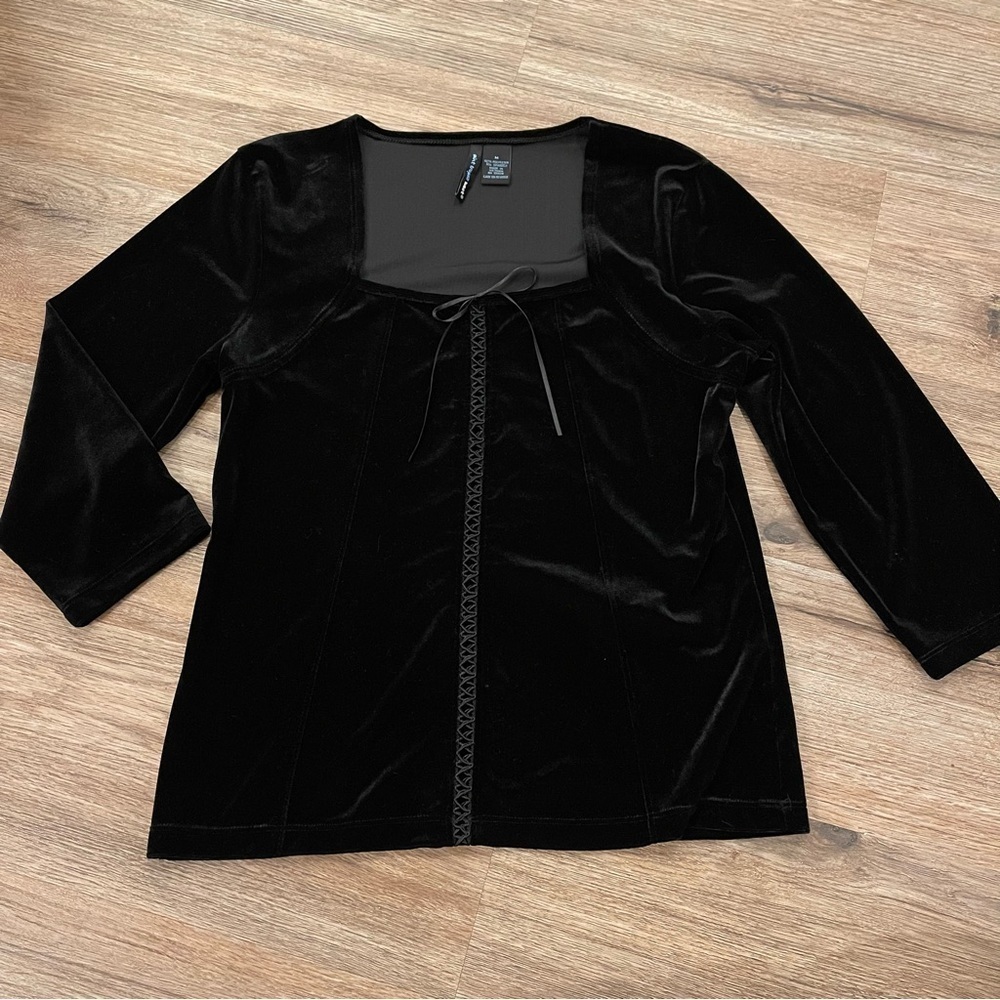 St Tropez West Corset Top Women’s Med Black Velvet Whimsigoth Renaissance Goth